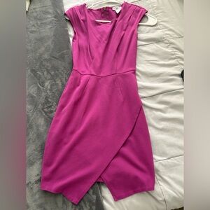 Bar III Fuchsia Wrap-Front Midi Sheath Dress